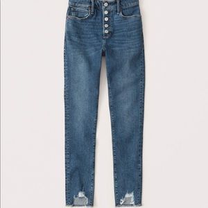 A&F Ripped High Rise Super Skinny Ankle Jeans